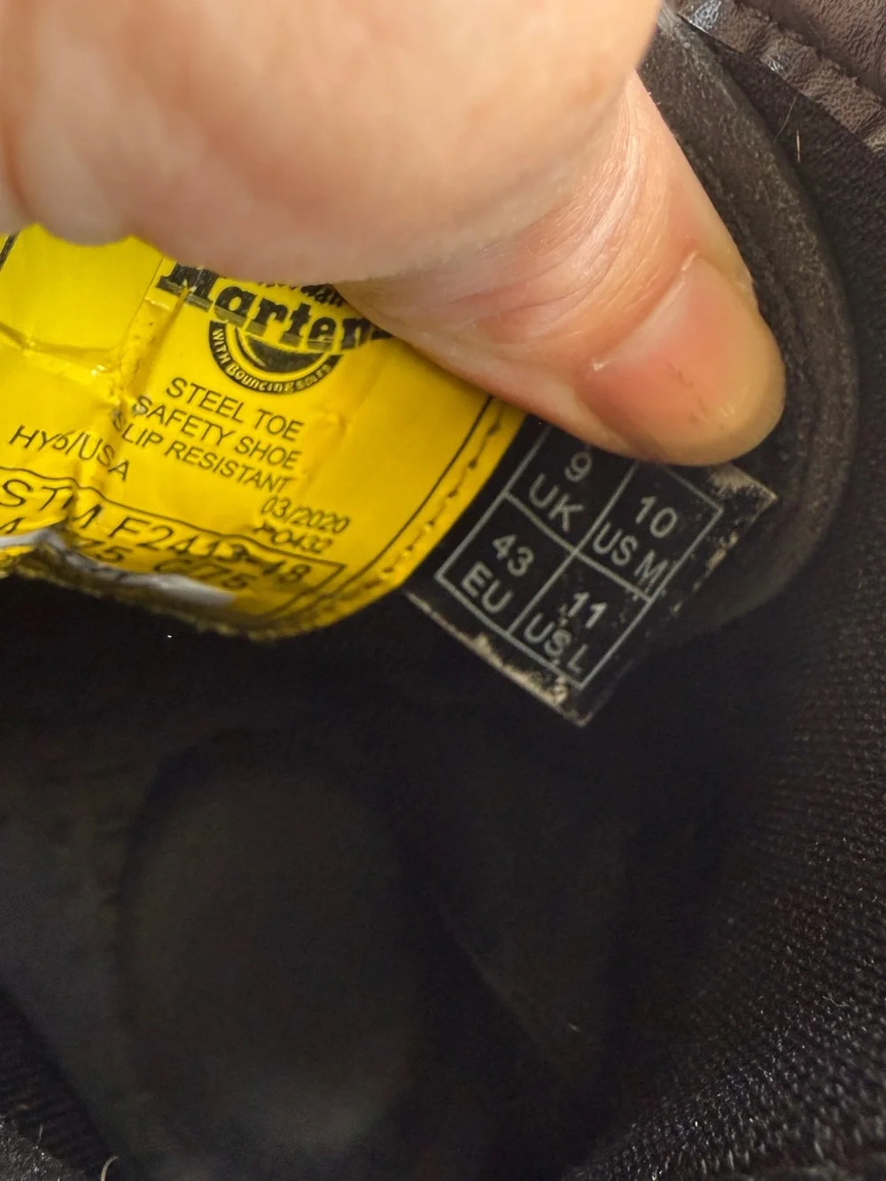 Dr. Martens steel toe slip resistant Black Leather 8-Eye Lace-Up Boots